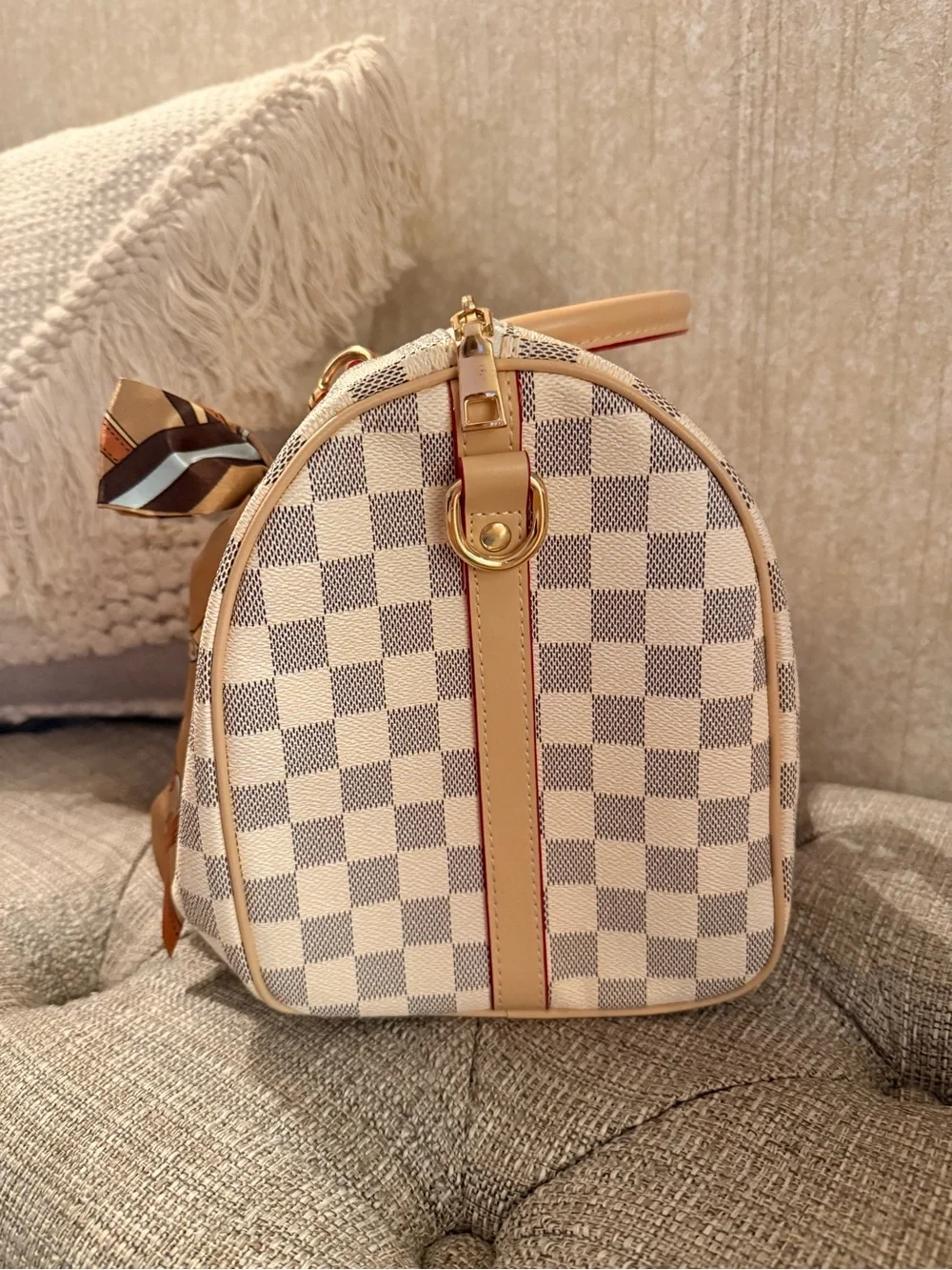 Checkered Fashion Inspired Bag w/charms